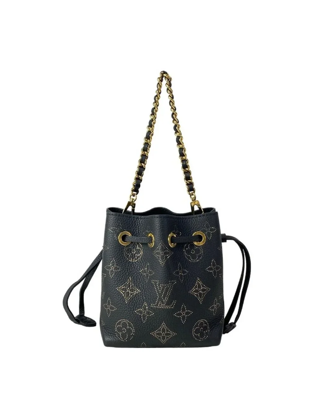 Louis Vuitton Handbag Mahina Picobella Noir Gold Chain Handle Leather Cowhide